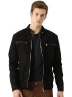 Black Men's Suede Faux Leather Jacket