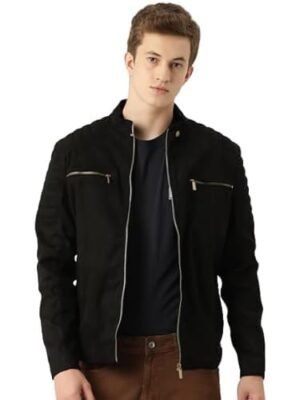 Black Men's Suede Faux Leather Jacket