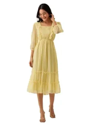 Dress for Women | One Piece Kurta Set | Tops for Women(Lemon Yellow)