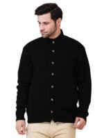 Men’s Button-Down Knit Cardigan – Soft Ribbed Collar Long Sleeve Sweater