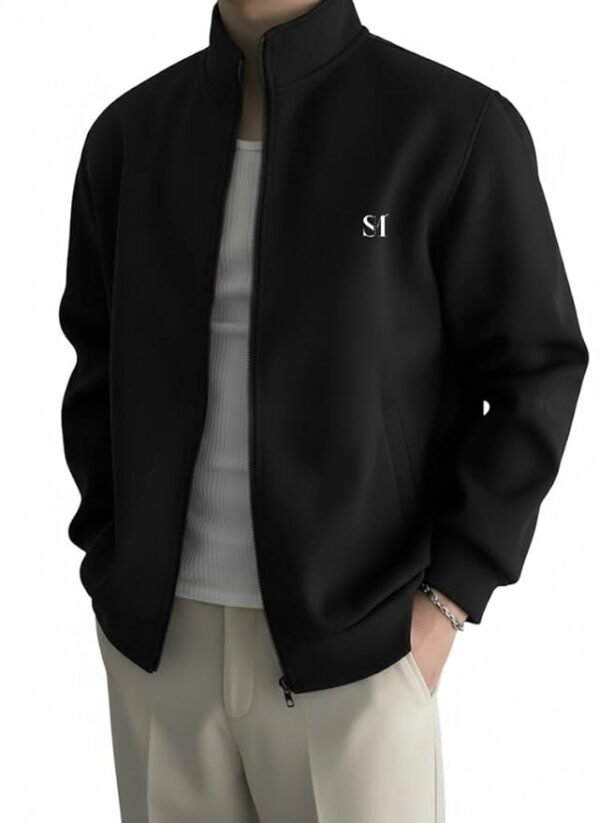 Casual Jacket for Men | Regular Fit Stand Up Collar Zip Closure Casual Sweatshirt | Regular Wear, Travel Layering Warm Hoodie