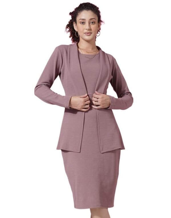 Western Dress | Lycra Dress with Blazer for Women | Two Piece Dress for Women(Mauve)