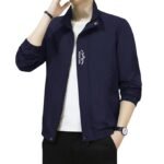 Men's Bomber Jacket | Lightweight Casual Zip-Up Jacket | Stylish Slim Fit Outerwear for All Seasons(Navy Blue)