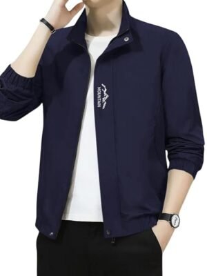 Men's Bomber Jacket | Lightweight Casual Zip-Up Jacket | Stylish Slim Fit Outerwear for All Seasons(Navy Blue)