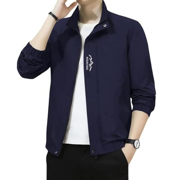 Men's Bomber Jacket | Lightweight Casual Zip-Up Jacket | Stylish Slim Fit Outerwear for All Seasons(Navy Blue)
