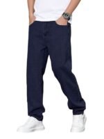 Relaxed Fit Mid Rise Jeans Pant for Men(Navy Blue)