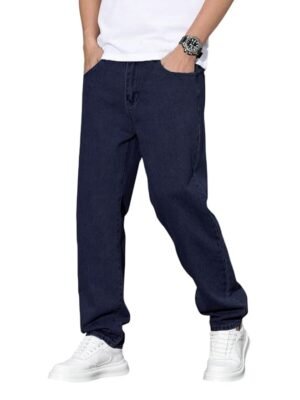 Relaxed Fit Mid Rise Jeans Pant for Men(Navy Blue)