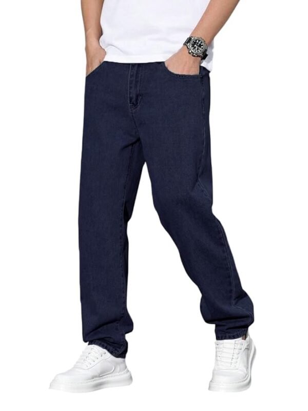 Relaxed Fit Mid Rise Jeans Pant for Men(Navy Blue)