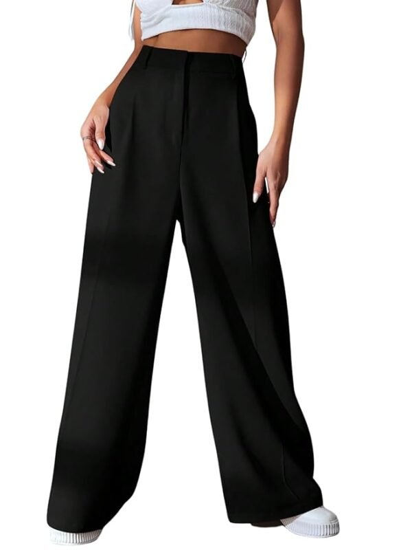Black Women High Rise High Waist Trousers Flared Korean Style Formal Pants| Elegant Workwear for Office, College & Events (Combo Pack of 2)