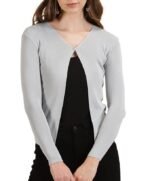 Women's Acrylic Knitted Ribbed Cardigan Front-Open Top Full Sleeve Shrug Jacket