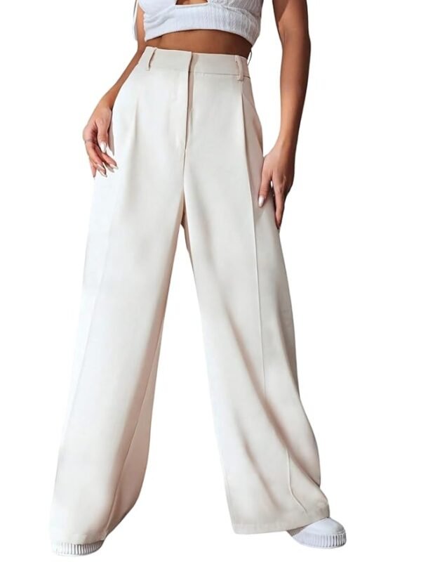 Cream Women High Rise High Waist Trousers Flared Korean Style Formal Pants| Elegant Workwear for Office, College & Events (Combo Pack of 2)