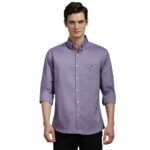 Men's Easy to Care Cotton Slim fit Solid Casual Shirt with Natural Stretch(Lilac)