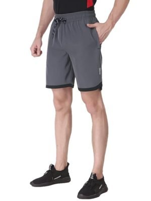 Lycra Quick Dry Shorts for Men, Regular Fit Gym Short Pant, Training & Workout, Lightweight Sportswear(Dark Grey)