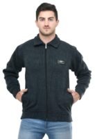 Men Zipper Thick Fabric Woolen Winterwear Full Sleeve Collar with Side Pockets Jacket(Dark Grey)