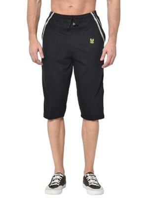 Cotton Blended Regular Fit 3/4th Capri for Men(Black)