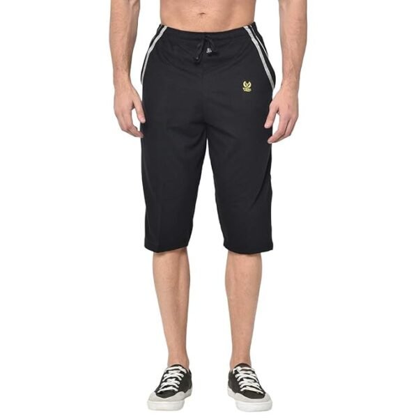Cotton Blended Regular Fit 3/4th Capri for Men(Black)
