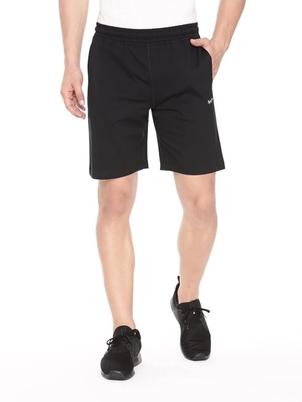 Black Men's Cotton Boxer Shorts Regular Fit Solid Shorts (Pack of 1)