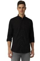 Black Men's Slim Fit Casual Shirt |100% Cotton | Micro Ditsy Print| Full Sleeve