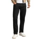 Men's Slim Fit Stretch Fabric for Comfort Premium Wash Aesthetic Authentic Twill(Black)