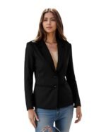 Casual Blazer for Women, Elegant Satin Coat for Office & Party Use(Black)
