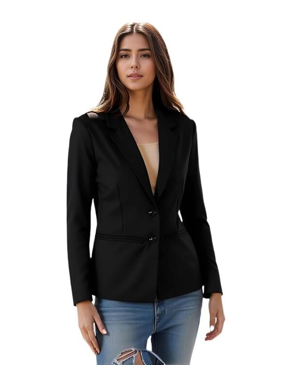 Casual Blazer for Women, Elegant Satin Coat for Office & Party Use(Black)