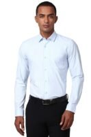 Men's Slim Fit Full Sleeve Striped Formal Shirt | Cotton Rich | Wonder Fabric | Pin Point Oxford(Blue)