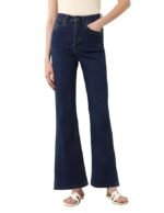 Women's Wide Leg Fit Mid Rise Bootcut Jeans Bell Bottom Jeans II Wide Leg(Dark Blue)