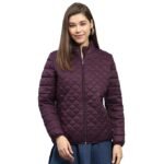 Women's Nylon Blend Regular Self Design Mock Neck Full Sleeve Jacket