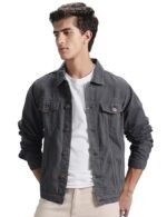 Men's Overdyed Trucker Denim Jacket - Jacket for Men | 100% Cotton | Double Flap Pocket | Regular Fit(Grey)