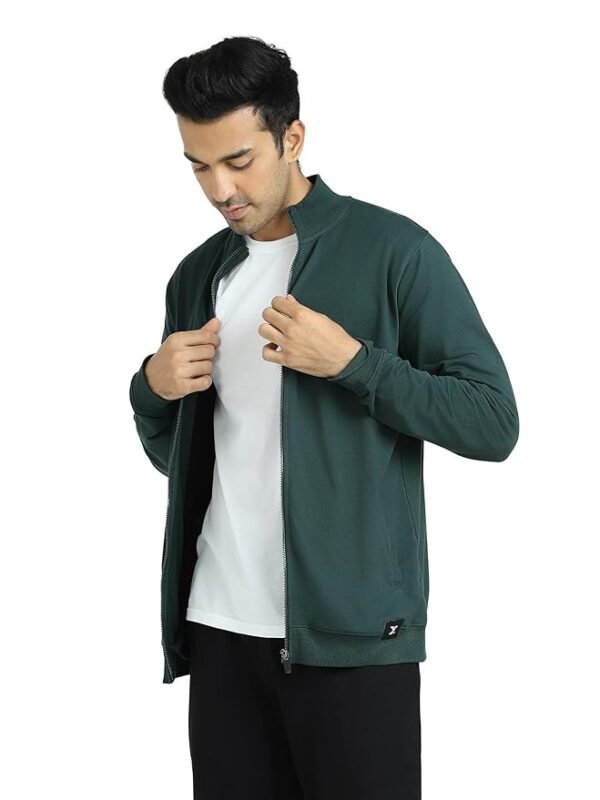 Men's Cruze Regular Fit High Neck Zip-Up Winter Jacket with Full Zipper Closure and Side Pockets( Dark Green)