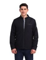 Men Blue Solid High neck Long Sleeve Casual Polyester Regular Fit Jacket