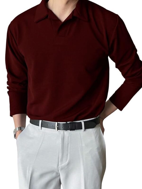 Men's Lycra Blend Regular Fit Polo T-Shirt Plain & Versatile (Maroon)