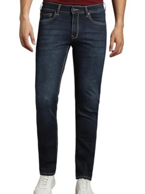 Men's Slim Fit Stretch Fabric for Comfort Premium Wash Aesthetic Authentic Twill(Navy)