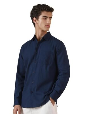 Men's Full Sleeve Casual Shirt - Regular Fit | Shirts for Men | Solid Color | Textured Shirt( Blue)