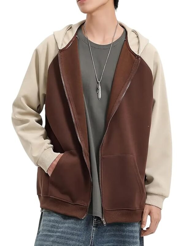 Men's Color Block Hoodie||Zip-Up Sweatshirt with Pockets ||Casual Cotton Blend Jacket for Men