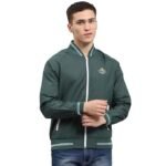 Men Solid Mock Neck Full Sleeve Jacket