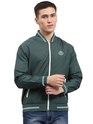 Men Solid Mock Neck Full Sleeve Jacket