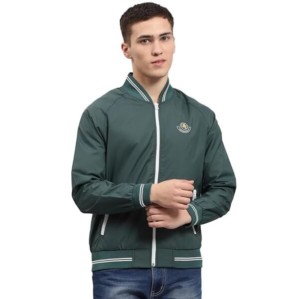 Men Solid Mock Neck Full Sleeve Jacket