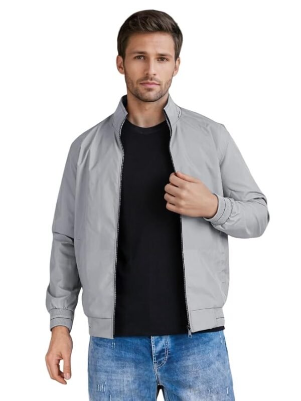 Lightweight Casual Zip-Up Jacket | Stylish Slim Fit Outerwear(Grey)
