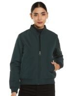 Women's Standard Length Bomber Jacket with Detachable Hood Stylish Winterwear for All-Day Comfort