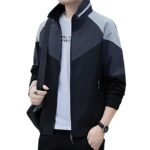Men Jackets for Summer, Lightweight Windcheater Jacket, Full Sleeves, Regular Fit, Stylish Stand Collar, Zipper Closure(Black)