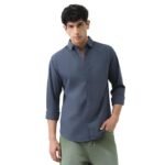 Men's Cotton Full Sleeve Regular Fit Casual Solid Shirt( Slate Blue)