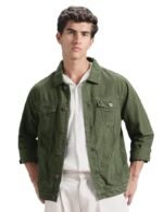Men's Overdyed Trucker Denim Jacket - Jacket for Men | 100% Cotton | Double Flap Pocket | Regular Fit(Olive)