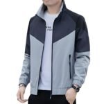 Men Jackets for Summer, Lightweight Windcheater Jacket, Full Sleeves, Regular Fit, Stylish Stand Collar, Zipper Closure(Grey)