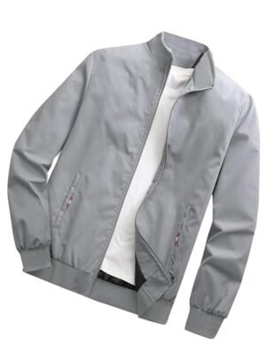 Men's Regular Jacket Fit For Casual Wear || Low-Cut Standing Collar || Full Sleeve | Latest Stylish Jacket For Men(Grey)