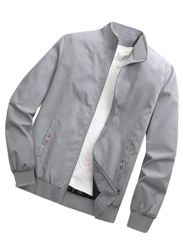 Men's Regular Jacket Fit For Casual Wear || Low-Cut Standing Collar || Full Sleeve | Latest Stylish Jacket For Men(Grey)