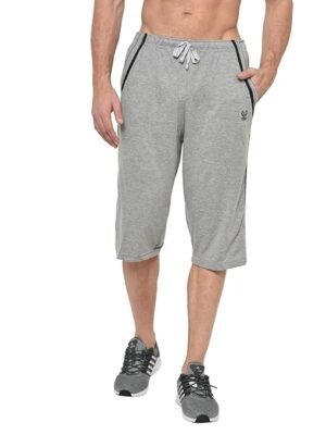 Cotton Blended Regular Fit 3/4th Capri for Men(Grey)