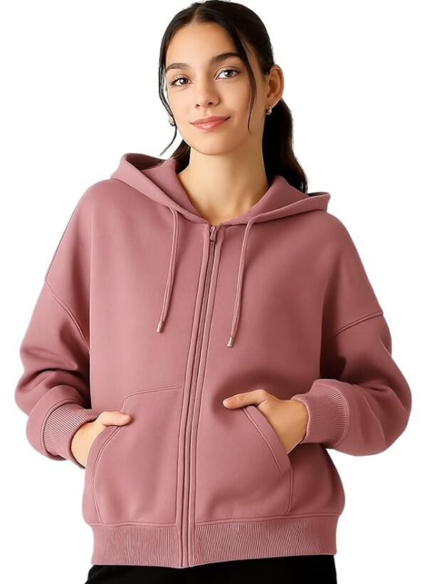 Women's Oversized Winter Jacket Sweatshirts Casual Drawstring Clothes Zip Up Hoodie with Front Pocket( Onion)