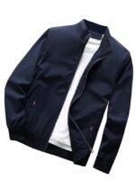 Men's Regular Jacket Fit For Casual Wear || Low-Cut Standing Collar || Full Sleeve | Latest Stylish Jacket For Men(Navy)