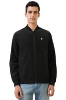 Men's Baseball Collar Polyester Casual Jacket(Black)